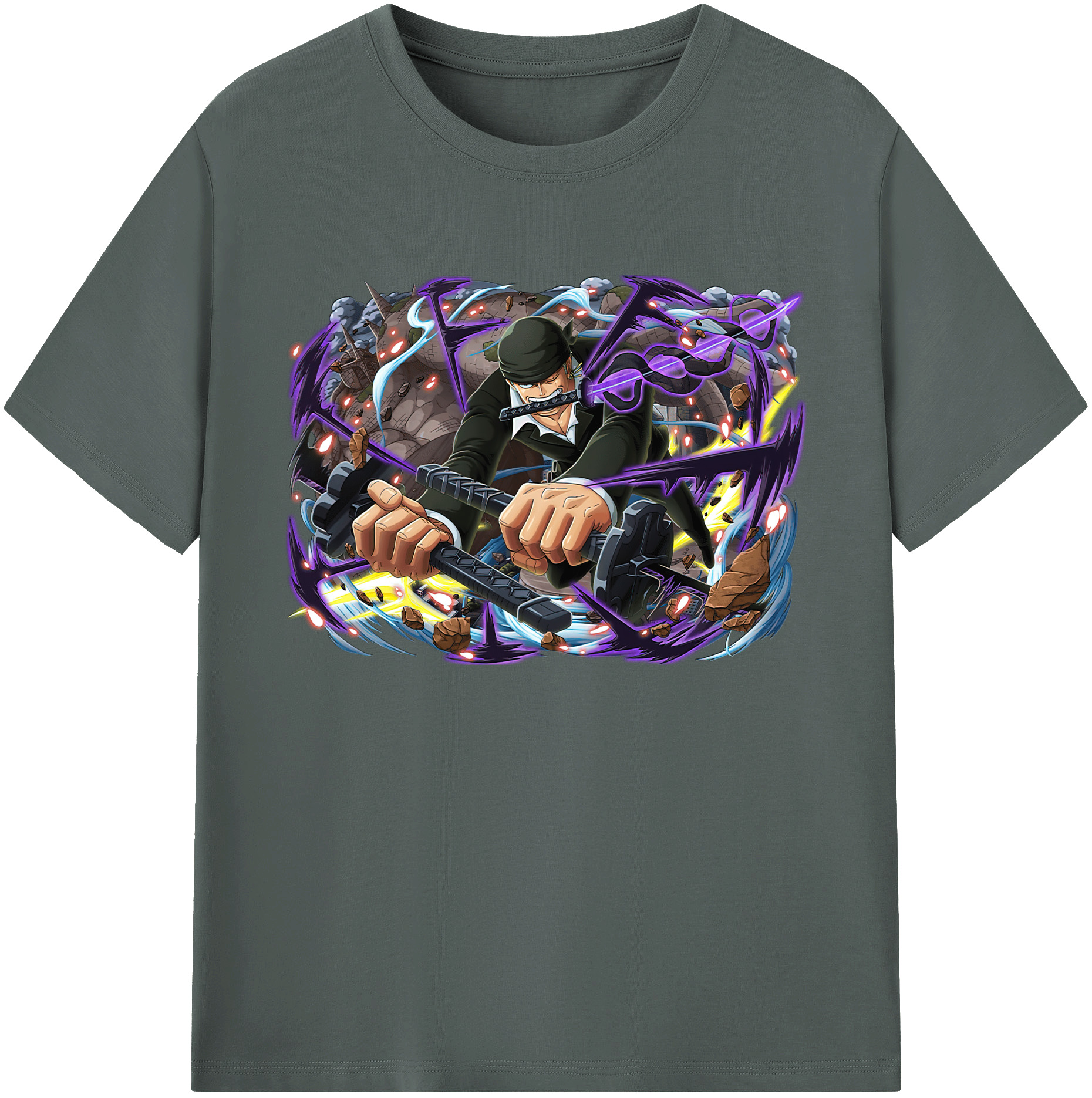 ワンピース ロロノア・ゾロ ONE PIECE Roronoa Zoro 綿100％ メンズ半袖Tシャツ｜肌触りやわらか＆通気性